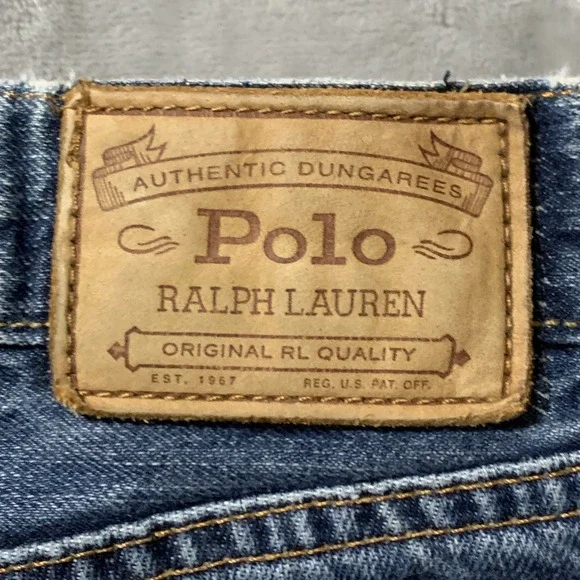 Polo Ralph Lauren‎ Hampton Straight Jeans Mens 35x32 Blue Distressed Preppy - Picture 8 of 16